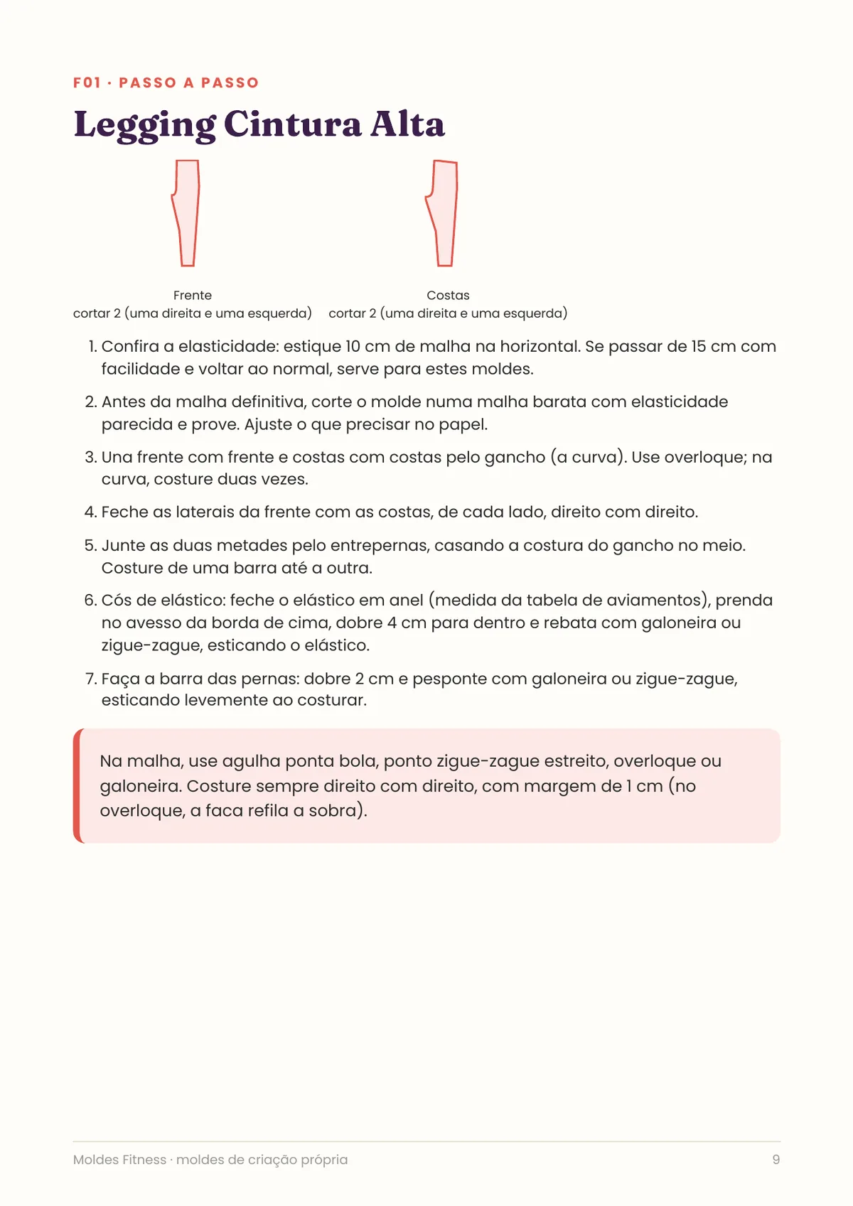 Página real do PDF Moldes Fitness: passo a passo